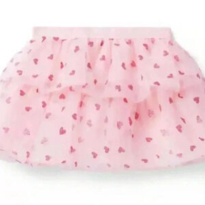 Janie and Jack pink tiered tulle sparkle hearts skirt 6-9 months
